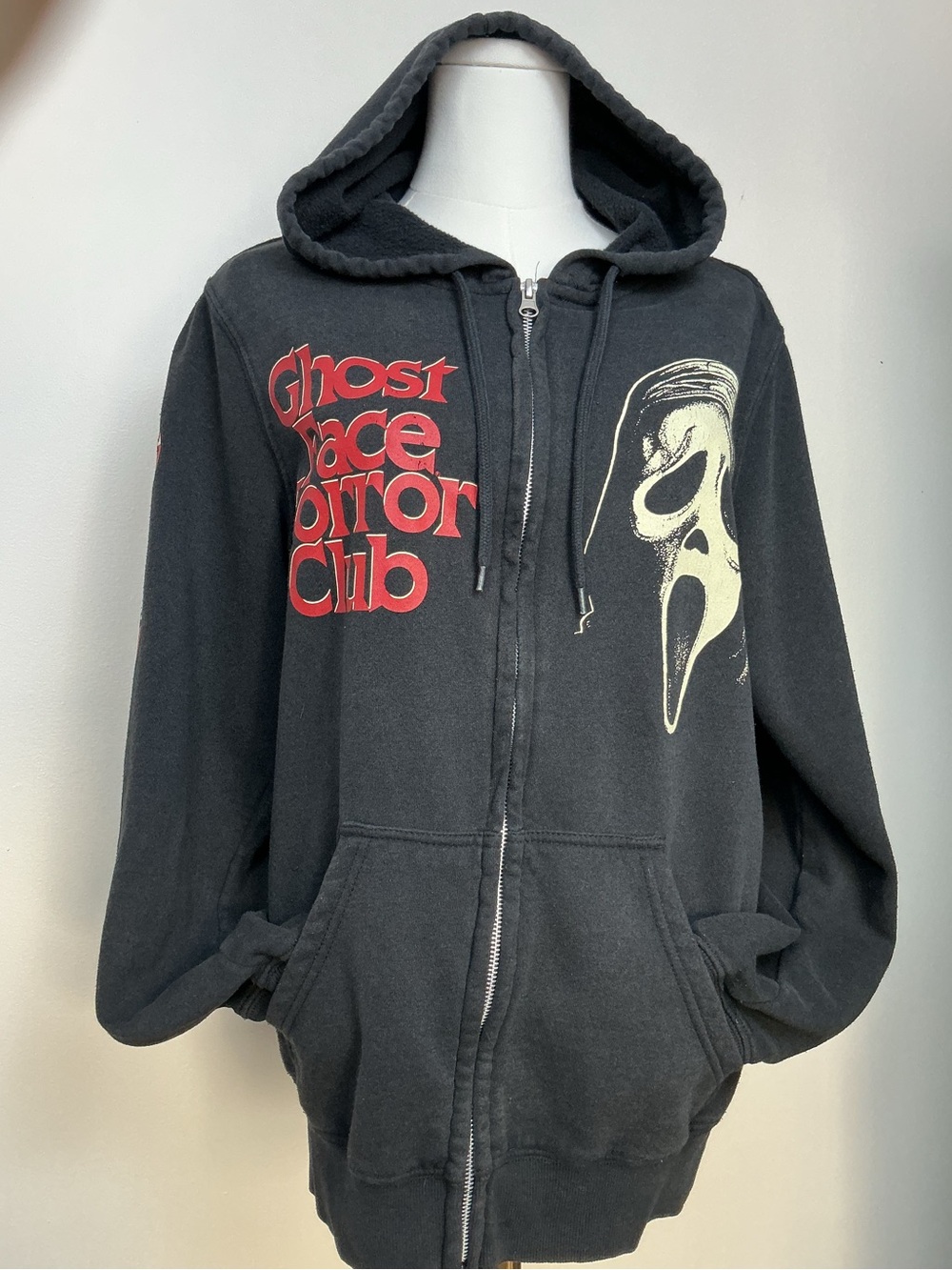 Hot Topic Unisex Scream Ghost Face Horror Club Black Zip Hoodie Sz Small